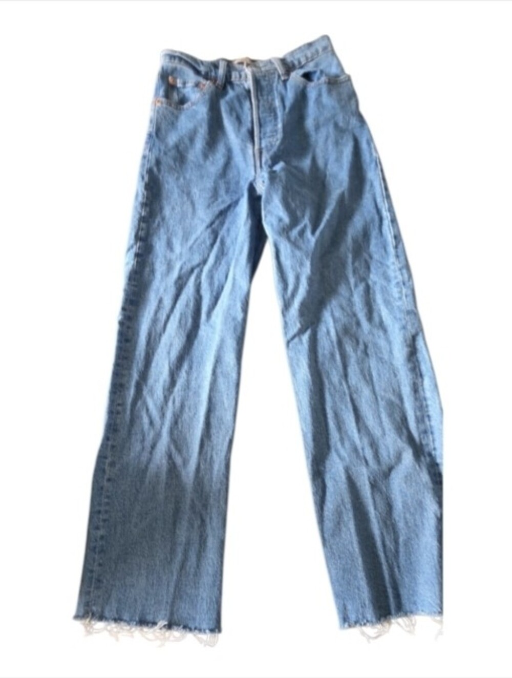 Levis Ribcage Straight Ankle Size 28 Distressed Bottoms